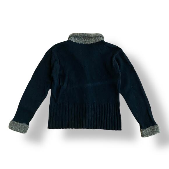 Ciel Bleu Collared Button Up Wool Cardigan Womens Size M Black Brown - Picture 5 of 6